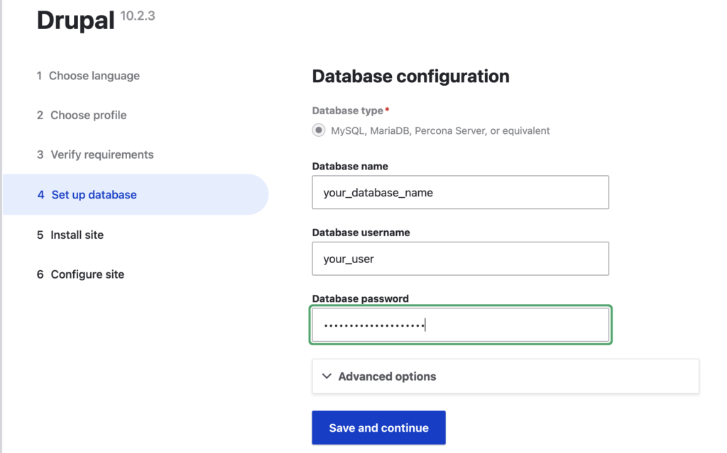 drupal mysql configuration