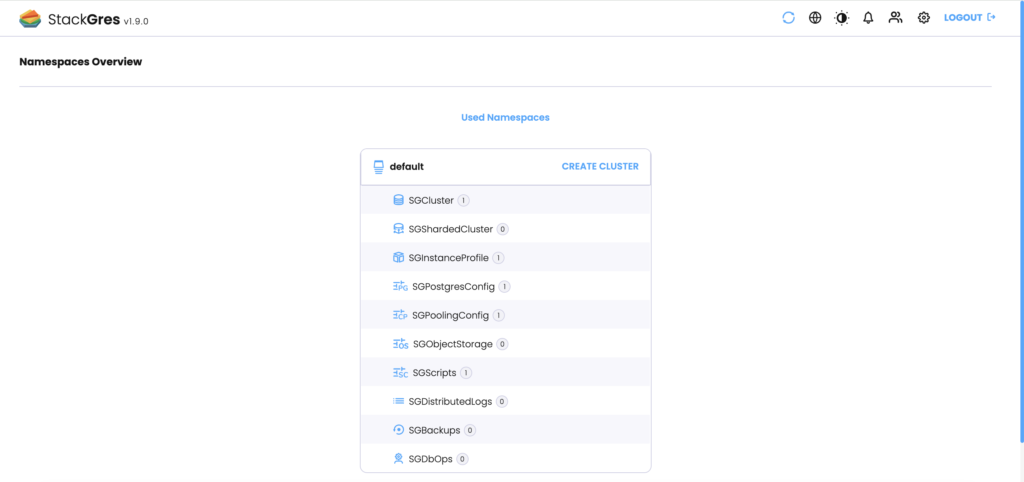 StackGres Web Console