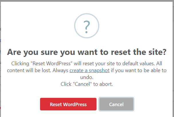 Reset Your WordPress