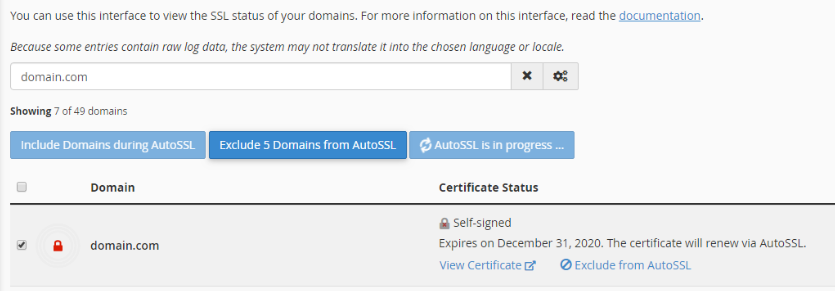 cPanel AutoSSL Self-signed certificate