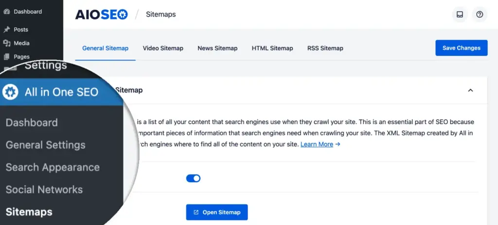 AIOSEO XML sitemap